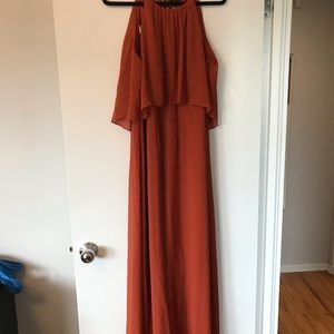 flounced crinkle chiffon sheath bridesmaid dress